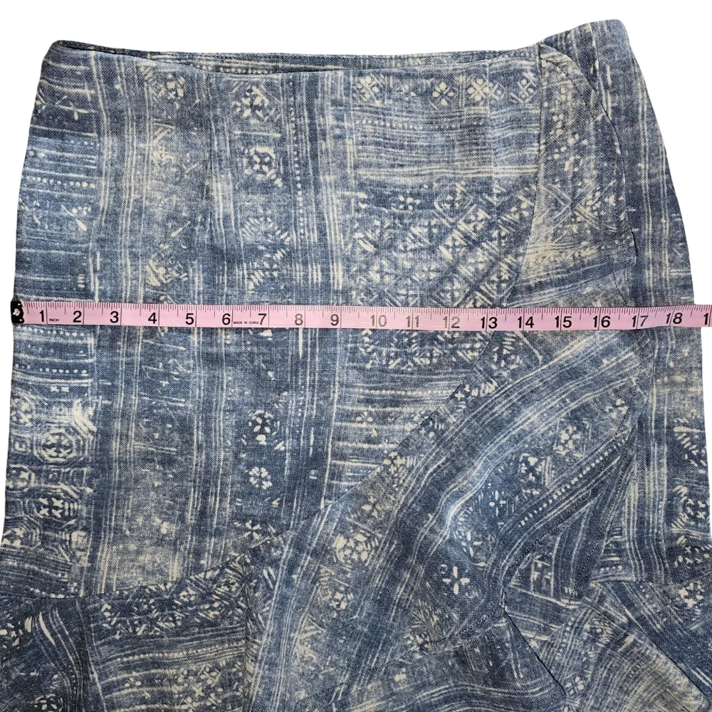 Lauren Jeans Co Ralph Lauren Womens Boho Linen Cotton Blue Ruffle Hem Skirt Sz 4 - Picture 7 of 14